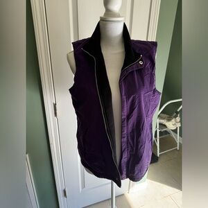 RALPH LAUREN‎ RL Women’s Large REVERSIBLE Vest Purple & Black Fleece Zip Pockets